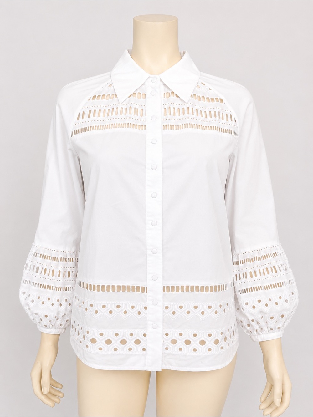 Catherine Malandrino White Eyelet Button-Down Blouse